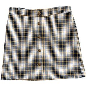 Ann Taylor Factory Houndstooth Button A-Line Skirt 12P Academia Preppy Clean